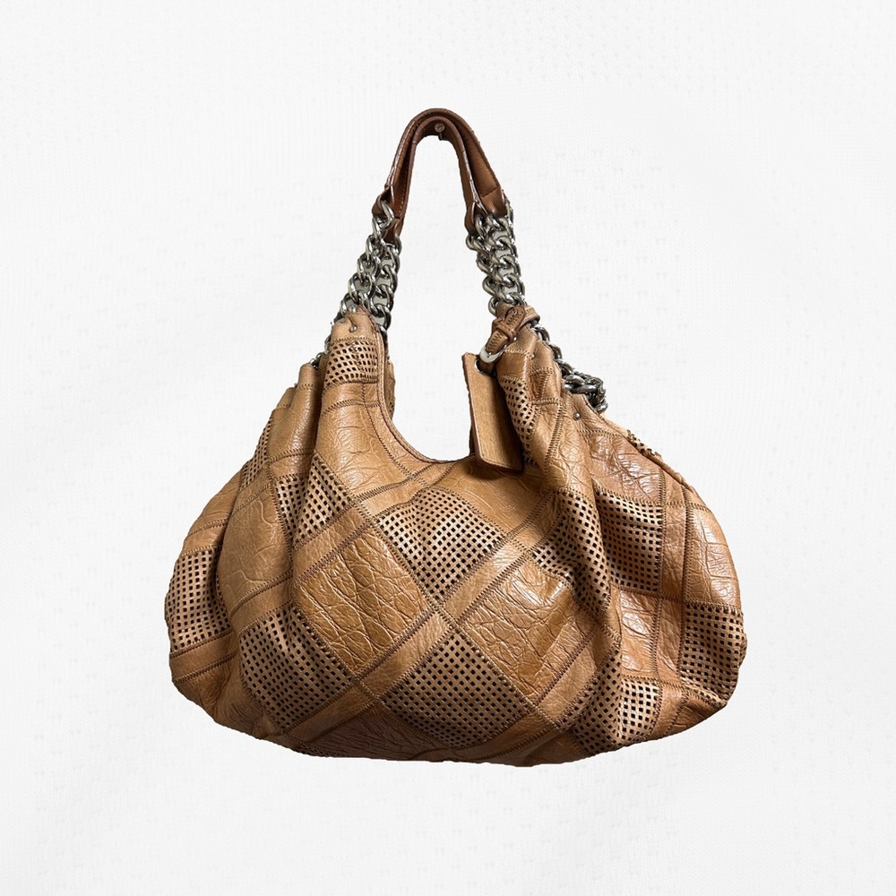 B. Makowsky Saddle Colored Bag with Silver Hardware
